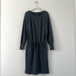 NWT Prana Sunrise Dark Sky Teal Raglan Sleeve Drawstring Waist Sweatshirt Dress